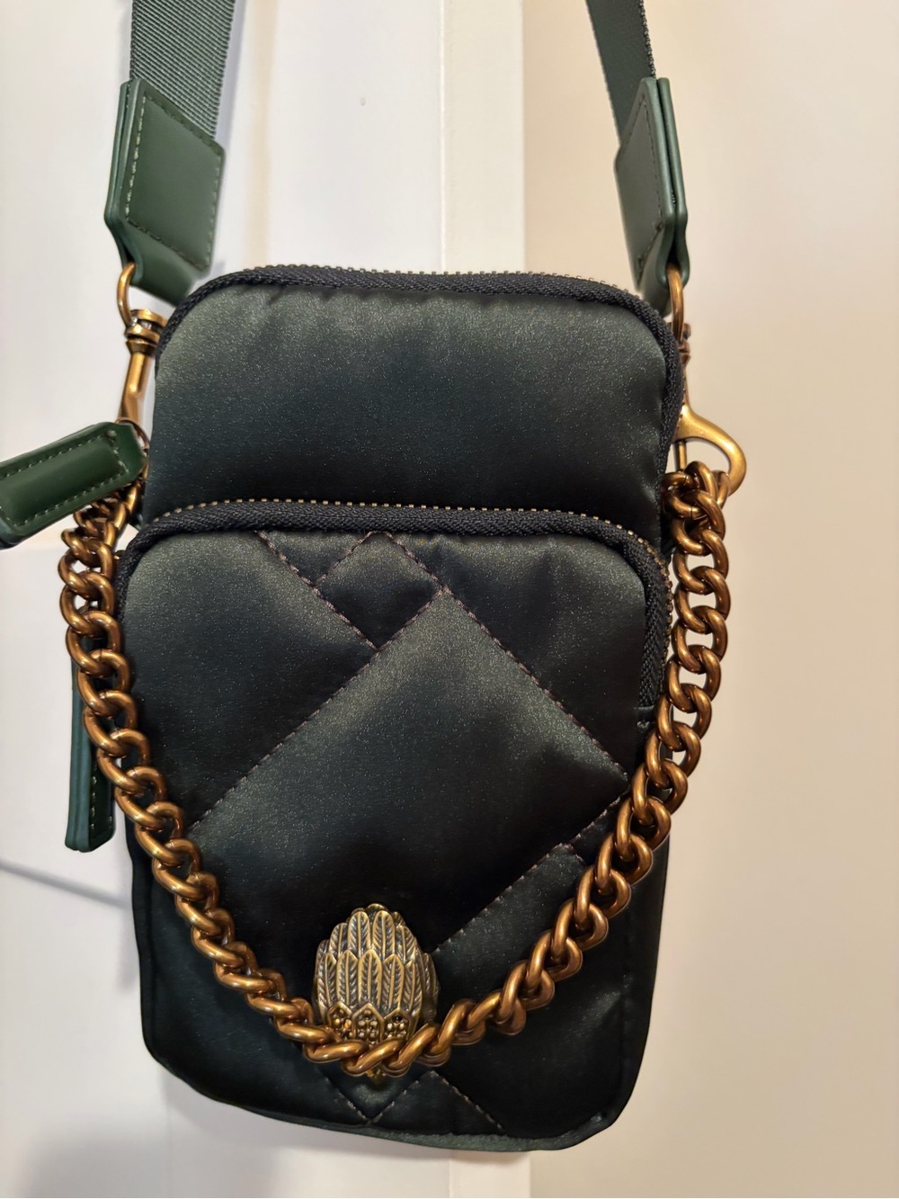 Kurt Geiger Dark Forrest Green Crossbody Bag with Coin Pouch